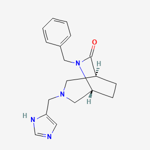 molecular formula C18H22N4O B5585681 (1S*,5R*)-6-benzyl-3-(1H-imidazol-4-ylmethyl)-3,6-diazabicyclo[3.2.2]nonan-7-one 
