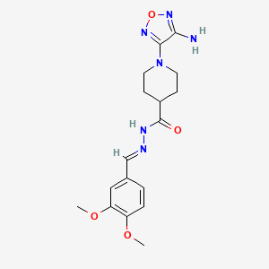 molecular formula C17H22N6O4 B5586125 1-(4-amino-1,2,5-oxadiazol-3-yl)-N'-[(E)-(3,4-dimethoxyphenyl)methylidene]piperidine-4-carbohydrazide 