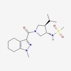molecular formula C17H28N4O3S B5586155 N-[(3S,4R)-1-(1-methyl-4,5,6,7-tetrahydroindazole-3-carbonyl)-4-propan-2-ylpyrrolidin-3-yl]methanesulfonamide 
