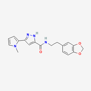 molecular formula C18H18N4O3 B5586194 N-[2-(1,3-benzodioxol-5-yl)ethyl]-3-(1-methylpyrrol-2-yl)-1H-pyrazole-5-carboxamide 