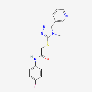 molecular formula C16H14FN5OS B5586297 N-(4-fluorophenyl)-2-{[4-methyl-5-(pyridin-3-yl)-4H-1,2,4-triazol-3-yl]sulfanyl}acetamide 
