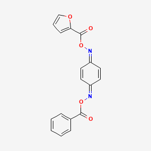 molecular formula C18H12N2O5 B5586310 furan-2-yl({[(1Z,4Z)-4-{[(phenylcarbonyl)oxy]imino}cyclohexa-2,5-dien-1-ylidene]amino}oxy)methanone 