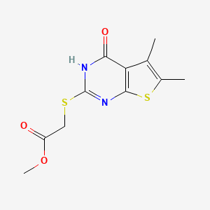 molecular formula C11H12N2O3S2 B5586334 METHYL 2-[(4-HYDROXY-5,6-DIMETHYLTHIENO[2,3-D]PYRIMIDIN-2-YL)SULFANYL]ACETATE 