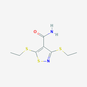 molecular formula C8H12N2OS3 B5586551 3,5-Bis(ethylsulfanyl)-1,2-thiazole-4-carboxamide 