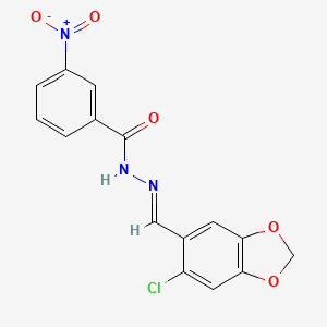 molecular formula C15H10ClN3O5 B5586660 N-[(E)-(6-chloro-1,3-benzodioxol-5-yl)methylideneamino]-3-nitrobenzamide 