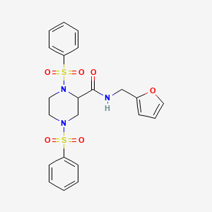 molecular formula C22H23N3O6S2 B5586997 1,4-bis(benzenesulfonyl)-N-(furan-2-ylmethyl)piperazine-2-carboxamide 