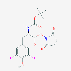 molecular formula C18H20I2N2O7 B558703 (S)-2,5-Dioxopyrrolidin-1-yl 2-((tert-butoxycarbonyl)amino)-3-(4-hydroxy-3,5-diiodophenyl)propanoate CAS No. 163679-35-4