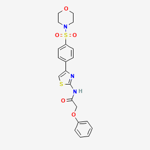 molecular formula C21H21N3O5S2 B5587123 N-{4-[4-(morpholin-4-ylsulfonyl)phenyl]-1,3-thiazol-2-yl}-2-phenoxyacetamide 