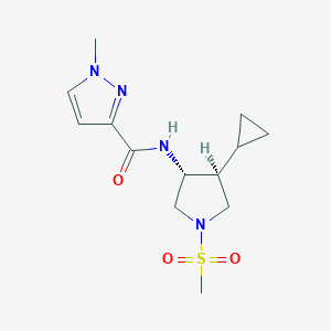 molecular formula C13H20N4O3S B5587136 N-[(3R,4S)-4-cyclopropyl-1-methylsulfonylpyrrolidin-3-yl]-1-methylpyrazole-3-carboxamide 