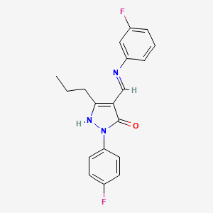 molecular formula C19H17F2N3O B5587142 (4Z)-1-(4-FLUOROPHENYL)-4-{[(3-FLUOROPHENYL)AMINO]METHYLIDENE}-3-PROPYL-4,5-DIHYDRO-1H-PYRAZOL-5-ONE 