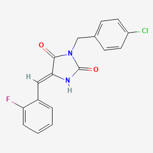 molecular formula C17H12ClFN2O2 B5587160 (5Z)-3-[(4-chlorophenyl)methyl]-5-[(2-fluorophenyl)methylidene]imidazolidine-2,4-dione 