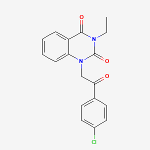 molecular formula C18H15ClN2O3 B5587170 1-[2-(4-chlorophenyl)-2-oxoethyl]-3-ethylquinazoline-2,4(1H,3H)-dione 