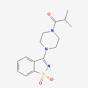 molecular formula C15H19N3O3S B5587264 3-(4-ISOBUTYRYLPIPERAZINO)-1H-1,2-BENZISOTHIAZOLE-1,1-DIONE 
