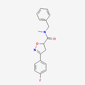 molecular formula C18H17FN2O2 B5587267 N-benzyl-3-(4-fluorophenyl)-N-methyl-4,5-dihydro-1,2-oxazole-5-carboxamide 