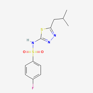 molecular formula C12H14FN3O2S2 B5587328 4-FLUORO-N-[5-(2-METHYLPROPYL)-1,3,4-THIADIAZOL-2-YL]BENZENE-1-SULFONAMIDE 