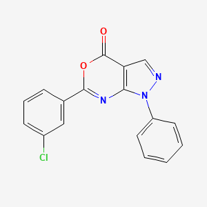 molecular formula C17H10ClN3O2 B5587384 6-(3-chlorophenyl)-1-phenylpyrazolo[3,4-d][1,3]oxazin-4(1H)-one 