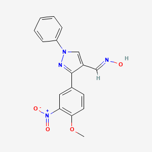molecular formula C17H14N4O4 B5587472 (NE)-N-[[3-(4-methoxy-3-nitrophenyl)-1-phenylpyrazol-4-yl]methylidene]hydroxylamine 