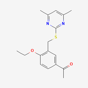 molecular formula C17H20N2O2S B5587506 1-(3-{[(4,6-DIMETHYLPYRIMIDIN-2-YL)SULFANYL]METHYL}-4-ETHOXYPHENYL)ETHAN-1-ONE 