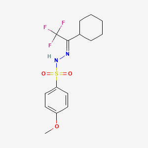 molecular formula C15H19F3N2O3S B5587522 N-[(Z)-(1-cyclohexyl-2,2,2-trifluoroethylidene)amino]-4-methoxybenzenesulfonamide 