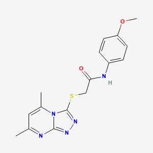 molecular formula C16H17N5O2S B5587578 2-({5,7-DIMETHYL-[1,2,4]TRIAZOLO[4,3-A]PYRIMIDIN-3-YL}SULFANYL)-N-(4-METHOXYPHENYL)ACETAMIDE 