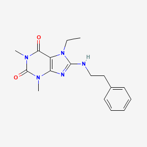 molecular formula C17H21N5O2 B5587691 7-Ethyl-1,3-dimethyl-8-((2-phenylethyl)amino)-3,7-dihydro-1H-purine-2,6-dione 