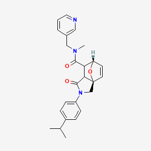 molecular formula C25H27N3O3 B5587708 (1R,7S)-N-methyl-4-oxo-3-(4-propan-2-ylphenyl)-N-(pyridin-3-ylmethyl)-10-oxa-3-azatricyclo[5.2.1.01,5]dec-8-ene-6-carboxamide 
