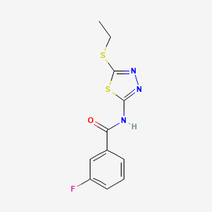 molecular formula C11H10FN3OS2 B5587737 N-(5-(ethylthio)-1,3,4-thiadiazol-2-yl)-3-fluorobenzamide 