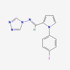 molecular formula C13H10IN5 B5588205 N-{(E)-[1-(4-iodophenyl)-1H-pyrrol-2-yl]methylidene}-4H-1,2,4-triazol-4-amine 