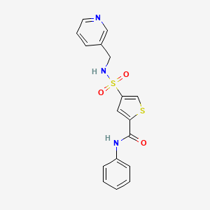 molecular formula C17H15N3O3S2 B5588255 N-phenyl-4-(pyridin-3-ylmethylsulfamoyl)thiophene-2-carboxamide 
