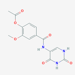 molecular formula C14H13N3O6 B5588302 4-[(2,4-Dioxo-1,2,3,4-tetrahydropyrimidin-5-yl)carbamoyl]-2-methoxyphenyl acetate 