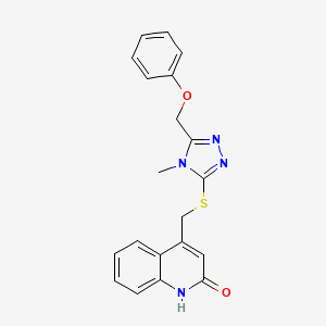 molecular formula C20H18N4O2S B5588602 4-({[4-methyl-5-(phenoxymethyl)-4H-1,2,4-triazol-3-yl]sulfanyl}methyl)-2(1H)-quinolinone 