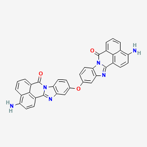 molecular formula C36H20N6O3 B5588626 17-Amino-6-[(17-amino-11-oxo-3,10-diazapentacyclo[10.7.1.02,10.04,9.016,20]icosa-1(20),2,4(9),5,7,12,14,16,18-nonaen-6-yl)oxy]-3,10-diazapentacyclo[10.7.1.02,10.04,9.016,20]icosa-1(20),2,4(9),5,7,12,14,16,18-nonaen-11-one 