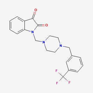 molecular formula C21H20F3N3O2 B5588654 1-({4-[3-(TRIFLUOROMETHYL)BENZYL]PIPERAZINO}METHYL)-1H-INDOLE-2,3-DIONE 