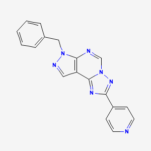 molecular formula C18H13N7 B5588737 7-benzyl-2-(4-pyridyl)-7H-pyrazolo[4,3-e][1,2,4]triazolo[1,5-c]pyrimidine 