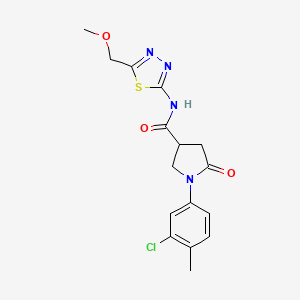 molecular formula C16H17ClN4O3S B5588810 1-(3-chloro-4-methylphenyl)-N-[5-(methoxymethyl)-1,3,4-thiadiazol-2-yl]-5-oxopyrrolidine-3-carboxamide 