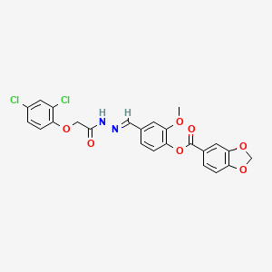 molecular formula C24H18Cl2N2O7 B5588934 4-[(E)-{2-[(2,4-dichlorophenoxy)acetyl]hydrazinylidene}methyl]-2-methoxyphenyl 1,3-benzodioxole-5-carboxylate 