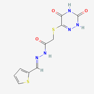molecular formula C10H9N5O3S2 B5588937 2-[(3,5-DIOXO-2,3,4,5-TETRAHYDRO-1,2,4-TRIAZIN-6-YL)SULFANYL]-N'-[(E)-2-THIENYLMETHYLIDENE]ACETOHYDRAZIDE 