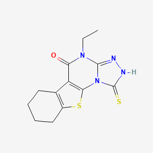 molecular formula C13H14N4OS2 B5589086 4-ethyl-1-sulfanyl-6,7,8,9-tetrahydro[1]benzothieno[3,2-e][1,2,4]triazolo[4,3-a]pyrimidin-5(4H)-one 