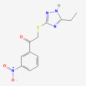 molecular formula C12H12N4O3S B5589154 2-[(5-ethyl-4H-1,2,4-triazol-3-yl)sulfanyl]-1-(3-nitrophenyl)ethanone 