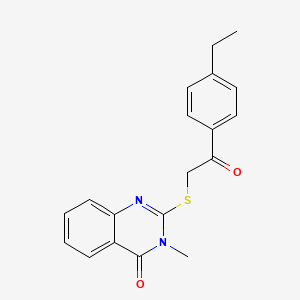 molecular formula C19H18N2O2S B5589167 2-{[2-(4-ETHYLPHENYL)-2-OXOETHYL]SULFANYL}-3-METHYL-3,4-DIHYDROQUINAZOLIN-4-ONE 