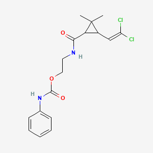 molecular formula C17H20Cl2N2O3 B5589278 2-[[3-(2,2-dichloroethenyl)-2,2-dimethylcyclopropanecarbonyl]amino]ethyl N-phenylcarbamate 
