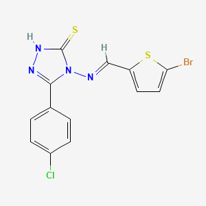 molecular formula C13H8BrClN4S2 B5589303 4-{[(E)-(5-bromothiophen-2-yl)methylidene]amino}-5-(4-chlorophenyl)-4H-1,2,4-triazole-3-thiol 