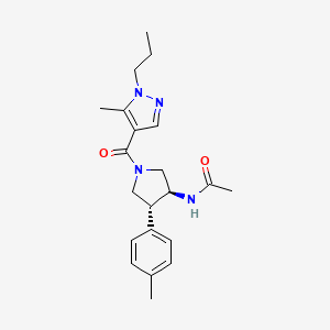 molecular formula C21H28N4O2 B5589364 N-[(3S,4R)-4-(4-methylphenyl)-1-(5-methyl-1-propylpyrazole-4-carbonyl)pyrrolidin-3-yl]acetamide 