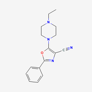 molecular formula C16H18N4O B5589393 5-(4-Ethylpiperazin-1-yl)-2-phenyl-1,3-oxazole-4-carbonitrile 