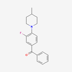 molecular formula C19H20FNO B5589441 [3-FLUORO-4-(4-METHYLPIPERIDINO)PHENYL](PHENYL)METHANONE 