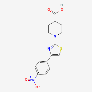 molecular formula C15H15N3O4S B5589486 1-[4-(4-nitrophenyl)-1,3-thiazol-2-yl]piperidine-4-carboxylic acid 