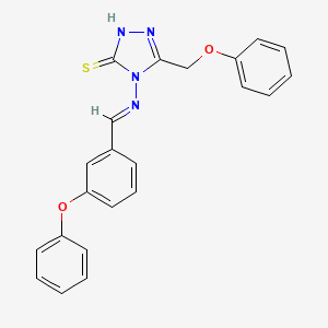 molecular formula C22H18N4O2S B5589612 4-((3-PHENOXYBENZYLIDENE)AMINO)-5-(PHENOXYMETHYL)-4H-1,2,4-TRIAZOLE-3-THIOL 