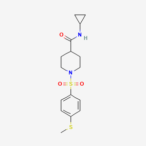 molecular formula C16H22N2O3S2 B5589770 N-cyclopropyl-1-{[4-(methylsulfanyl)phenyl]sulfonyl}piperidine-4-carboxamide 