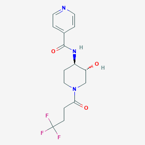 molecular formula C15H18F3N3O3 B5589994 N-[(3R*,4R*)-3-hydroxy-1-(4,4,4-trifluorobutanoyl)piperidin-4-yl]isonicotinamide 