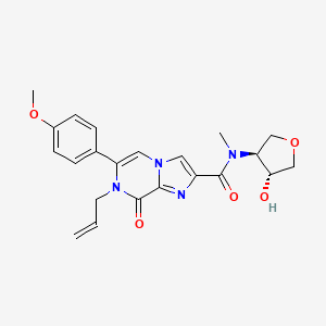 molecular formula C22H24N4O5 B5590000 N-[(3S,4R)-4-hydroxyoxolan-3-yl]-6-(4-methoxyphenyl)-N-methyl-8-oxo-7-prop-2-enylimidazo[1,2-a]pyrazine-2-carboxamide 